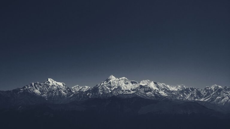 Clear blue skies over the Himalayas on the Everest Base Camp trek