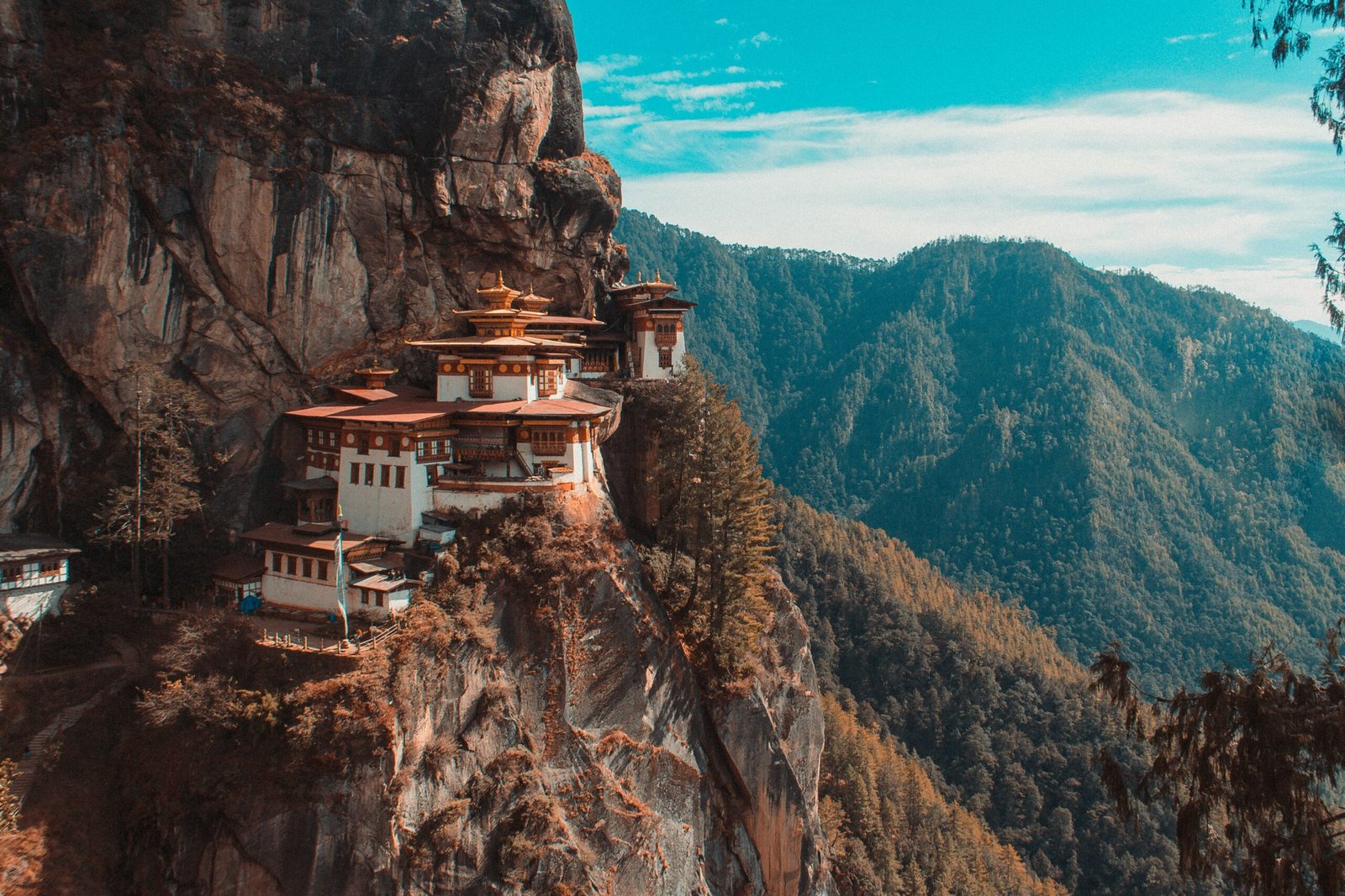 Tiger's Nest monastery in Bhutan — one of the country's most iconic sights, accessible via the Sustainable Development Fee tourism model