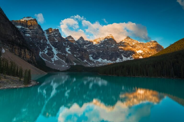 Moraine Lake in Banff National Park — the iconic turquoise lake on our Canadian Rockies campervan road trip from Whistler to Kelowna