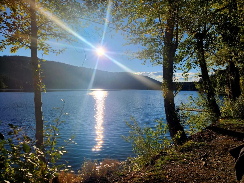 The campsite on Lake Heffley and the Heffley Hideaway Retreat
