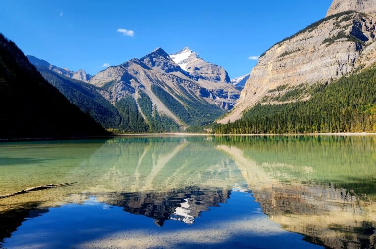 Whitehouse Mountain reflected in Kinney Lake, Mount Robson Provincial Park, British Columbia